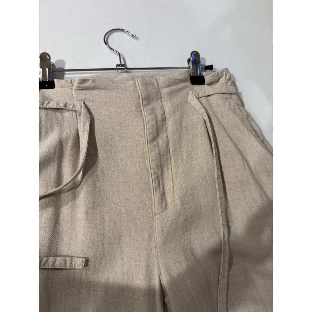 Abercrombie & Fitch Linen Blend Wide Leg Pants Beige High Rise XSL Long - Picture 7 of 16